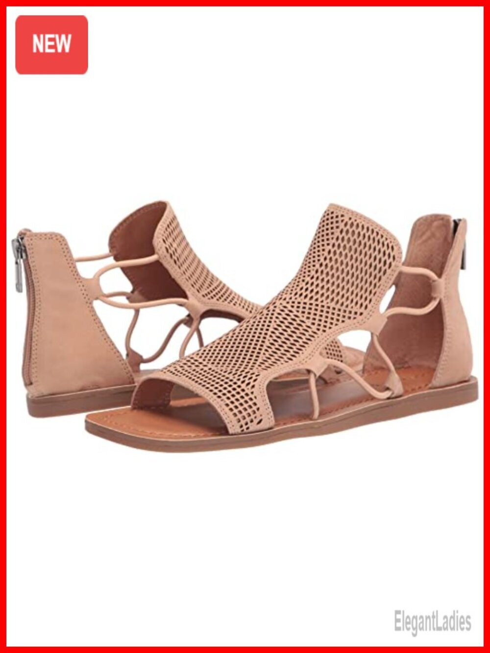 Leather Gladiator Sandal with Zipper Closure